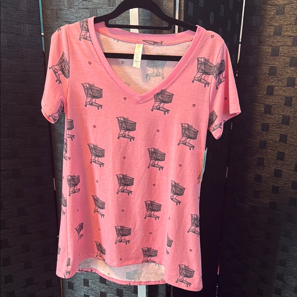 Christy T Pink shopping cart Graphic Short Sleeve Tee LuLaRoe XXS - NWT